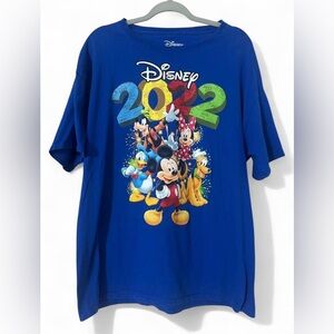 Disney 2022 Graphic T-Shirt XL Blue Mickey Minnie Donald Goofy Pluto
